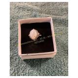 Unverified Size 8 Silver Diamond + Opal Ring