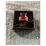Unverified Size 12.5 Silver + Red Sapphire Ring