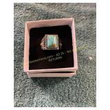 Unverified Mens Size 8 Silver Turquoise Ring