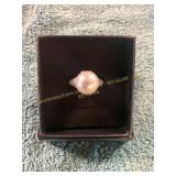Unverified Size 7 Silver Diamond Pearl Ring
