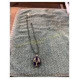 20in Natural Stone Teardrop Pendant Necklace