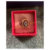 Unverified Size 8 Diamond Ruby Gold Ring