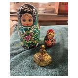 Russian Stacking Dolls, Brass Bell