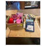 Box of kids toys and box of kids books