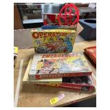 Box of kids books / toys & 3 vintage board games