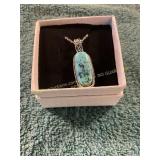 Unverified Silver Navajo Turquoise Necklace