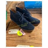 8M Navy Nubuck Wedge Ankle Boots