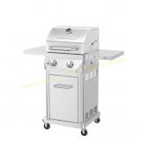 2-Burner Stainless Propane Grill with Shelves