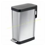 12 Gal. Slim Stainless Steel Step-On Trash Can