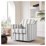Uixe Stripe Gray Swivel Accent Barrel Chair