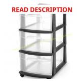 HOMZ 3-Drawer Cart Organizer, Black/Clear