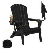 Plawdlik Adirondack Chair, Cup Holder, Black
