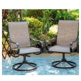 Black Swivel Textilene Patio Dining Chair (2)