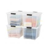 DamagedIRIS 54 Qt Stackable Bins with Lids, 4 Pack