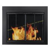 Pleasant Hearth Black Glass Fireplace Screen