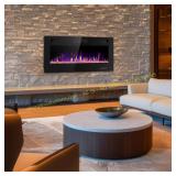 36 in. Wall-Mount Electric Fireplace, Black