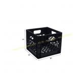 11 in. x 13 in. x 13 in. Black Milk Crate 4ct