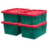4ct HOMZ Durabilt Tote 15 Gallon Green/Red