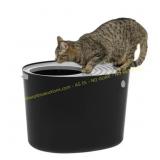 Damaged IRIS Top Entry Cat Litter Box, Black/Gray