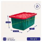 2ct Homz Durabilt 15gal Flip Lid Container