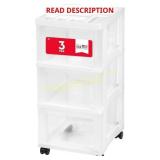 IRIS 3-Drawer Rolling Storage Cart, White