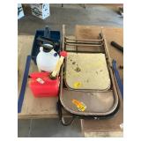 Chairs, sprayer, gas can,