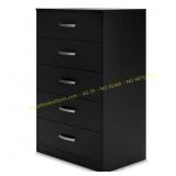 Finch Black 5-Drawer Chest, 29.88"
