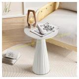 Pedestal 13.5 in. White Round End Table