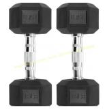 HulkFit 15 lb Rubber Coated Hex Dumbbells (2)