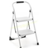 2-Step Foldable Stool with Wide Pedal (White)