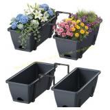 Deck Railing Planter Boxes, 2-Pack, 17" Grey