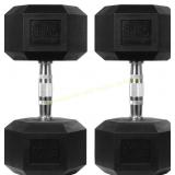 HulkFit 50 LBS Rubber Hex Dumbbells Set2