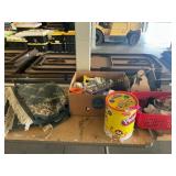 Rug, toys, yard art