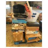 Pool parts, hose reel, trash can