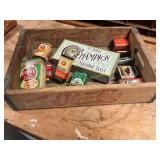 Pepsi-Cola Crate + Vintage Spice Cans