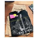 2XL Bud Light Graphic T, Size 42 Khaki Shorts