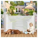 Weatherproof Retractable Baby Gate, 55" White