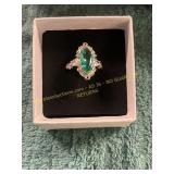 Unverified Size 6 Teal Sapphire/Diamond Ring