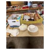 Box of dish ware, silver ware & more