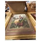 Framed painting of girl with sheep