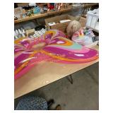 Butterfly floaty, bag of doll clothes & 2 dolls