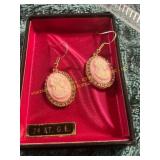 Unverified Cameo Gold + Diamond Earrings