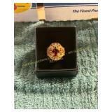 Unverified Size 9 Ruby Diamond Gold Ring