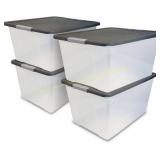 HOMZ 4-Pack Secure Latch Storage Bins 64 Qt