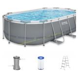 Bestway 56622E Power Steel Pool, White/Gray ?compl