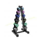 HolaHatha Neoprene Dumbbell Set w/ Rack