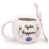 Bowling Mug with Spoon   "Split Happens" Gift