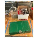 Camp stove, glass jar, small appliances