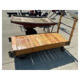 Wooden cart with metal wheels