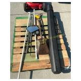 Shovel, plastic case, mirror